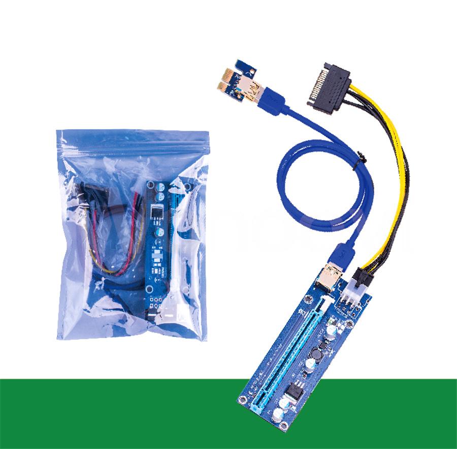 10 комплектов USB 3.0 PCI-E Express 1x к 16x Удлинитель Райзер Карта Адаптер Питание 24-контактный ATX Кабель питания Sata и 60 см Золотой USB 3.0 Качественный кабель