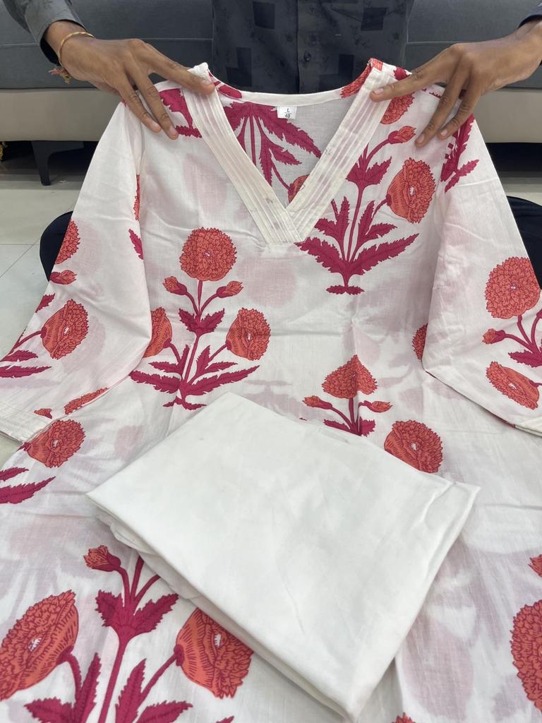 Indian Designer Cotton Cord Set Women Bollywood Party Wear Top Tunic Kurta Pant Set Dress