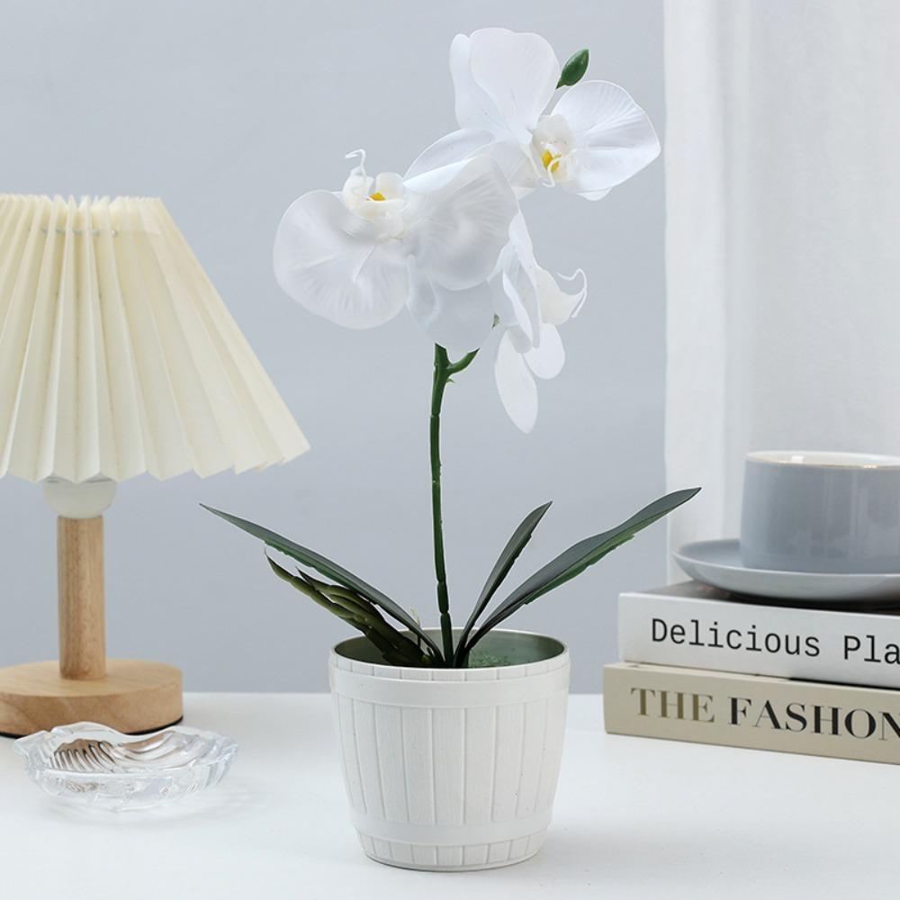 Бонсай 'Симуляция Бабочки Орхидеи с 4 Головами', Мягкая Резина, 3D, Искусственное Растение в Горшке, Свадебное Украшение, Декор Стола