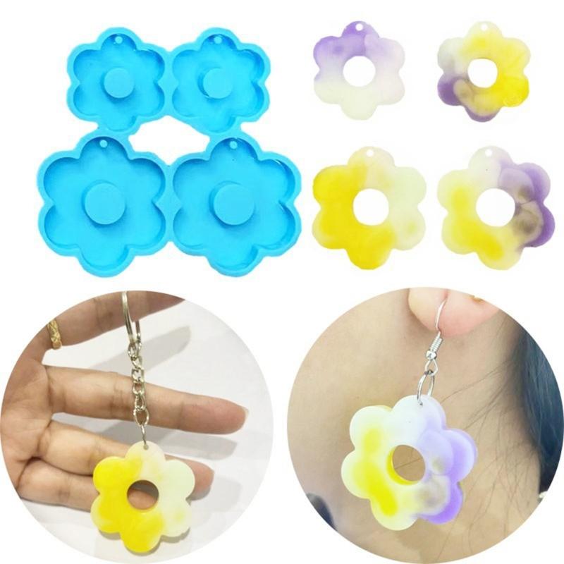 Jewelry Casting Molds,Silicone Pendant Resin Molds Flower Epoxy Resin Casting Mold for Earrings Necklace Keychain Making