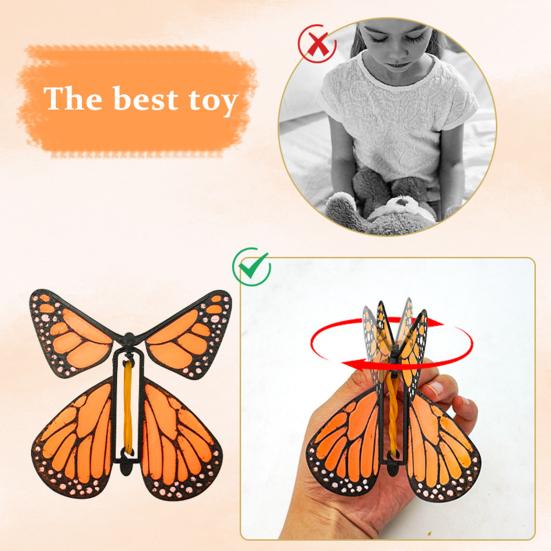 Заводная порхающая игрушка-бабочка, летающие закладки-бабочки с механизмом на резинке, цветные крылышки из картона