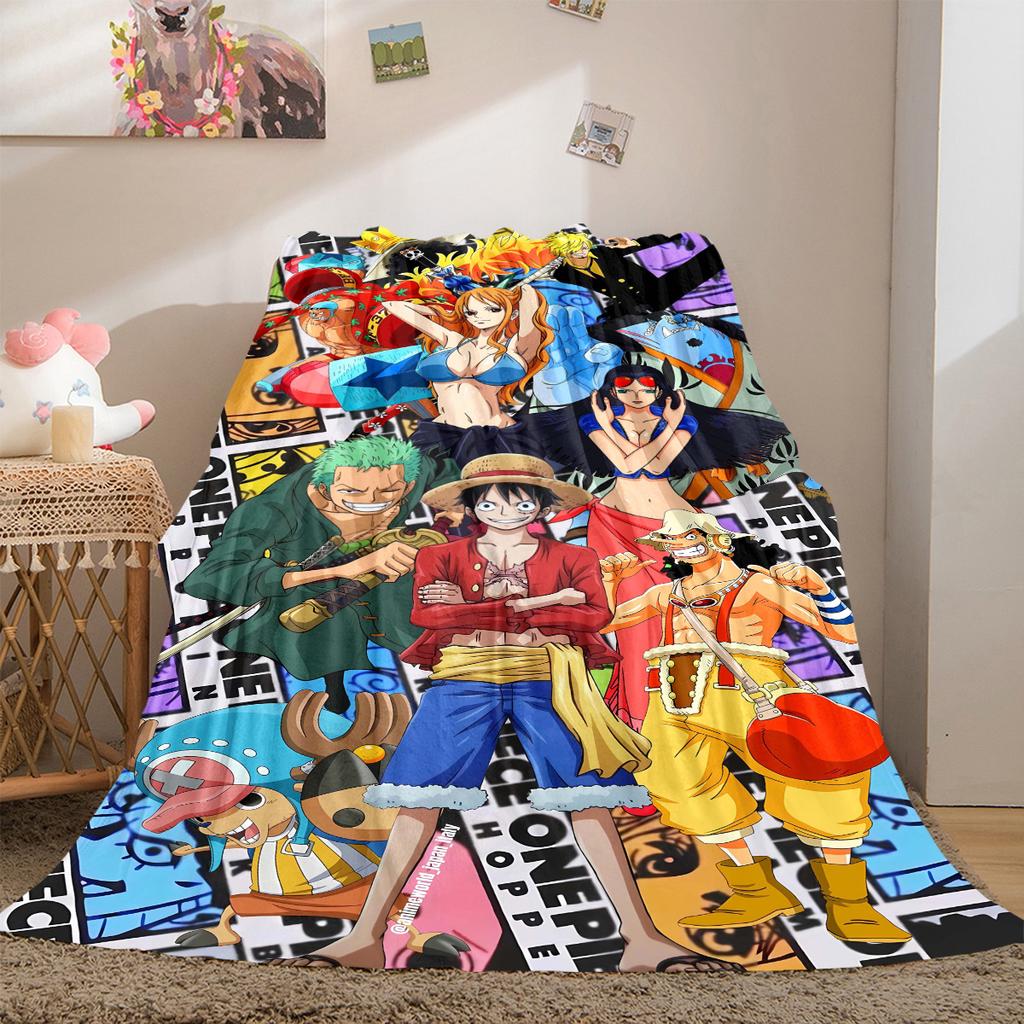 One Piece Anime Luxury Flannel Lightweight Blanket Home Decor Sofa Bed Travel Cover Family Gift LXR148