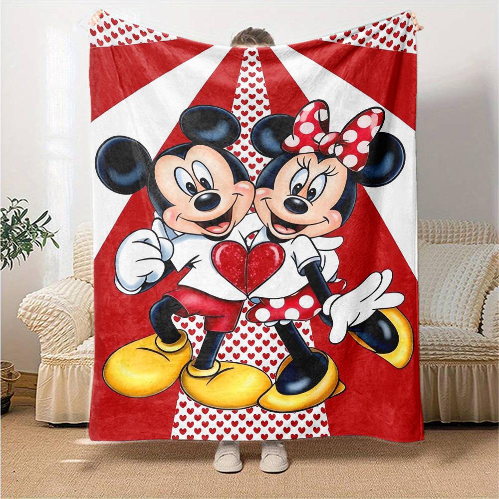 Mickey Minnie Love Flannel Blanket Super Soft Warm Cozy Blanket For Sofa Bed Office Travel Allseason Home Decor Gift