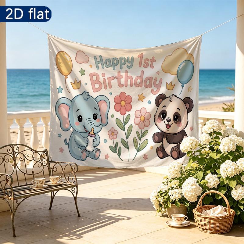 1st Birthday Birthday Backdrop - Room Wall Decor