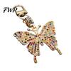 Zinc Alloy Keychain Pendant Sparkling Rhinestones Butterfly Shape with Lobster Clasp Backpack Accessory No-fall Rhinestone