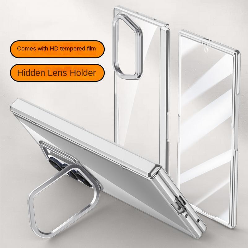 Прозрачная защитная пленка для конфиденциальности из закаленного стекла, чехол для телефона для Samsung Galaxy Z Fold7, всесторонняя крышка-подставка с пружинным шарниром