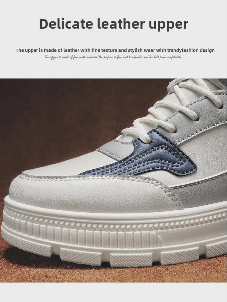 Туфли из плотного плюша и хлопка с высоким берцем для подростков: Спортивные, удобные, увеличивающие рост белые кроссовки для зимы