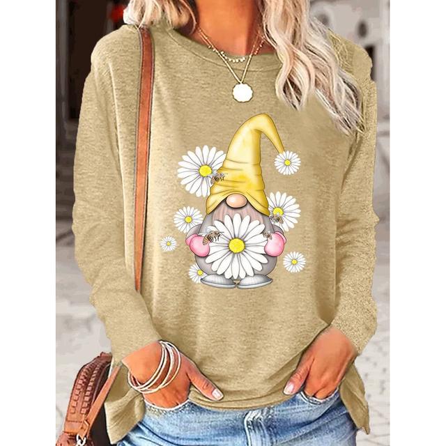 Футболки с длинными рукавами и забавным принтом для женщин, модный повседневный пуловер, осенние гномы, осенние повседневные топы в стиле Харадзюку с тыквой и принтом на День благодарения