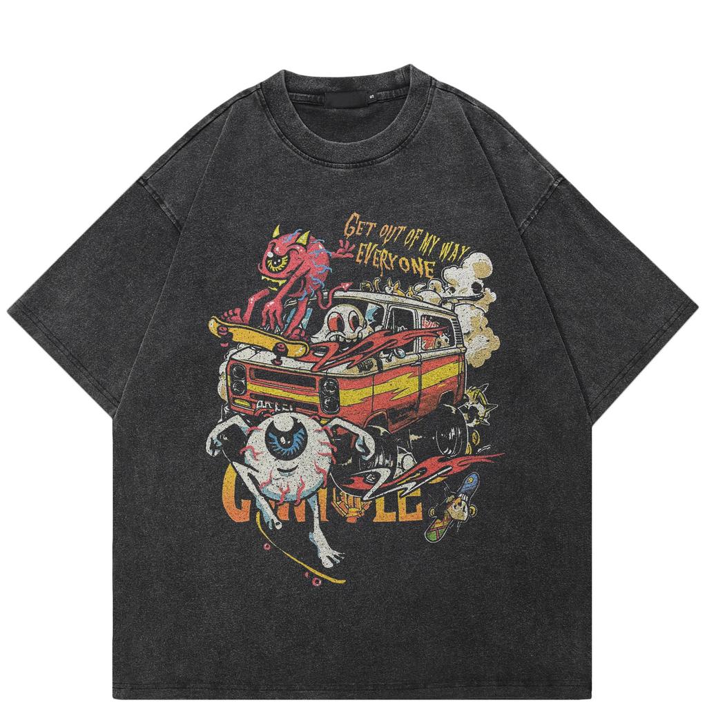 Уличная одежда Юмористическая графика Черная футболка Хлопок Унисекс Топы Футболки Летняя футболка с короткими рукавами