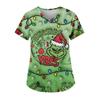 Women's Fashion Printed Short Sleeve V Neck Pattern Tops Pocket Working T-shirts