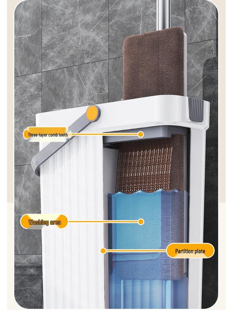 Компактный набор швабры и ведра: Швабра с плоской насадкой для мытья и сушки без рук со скребком для узких щелей