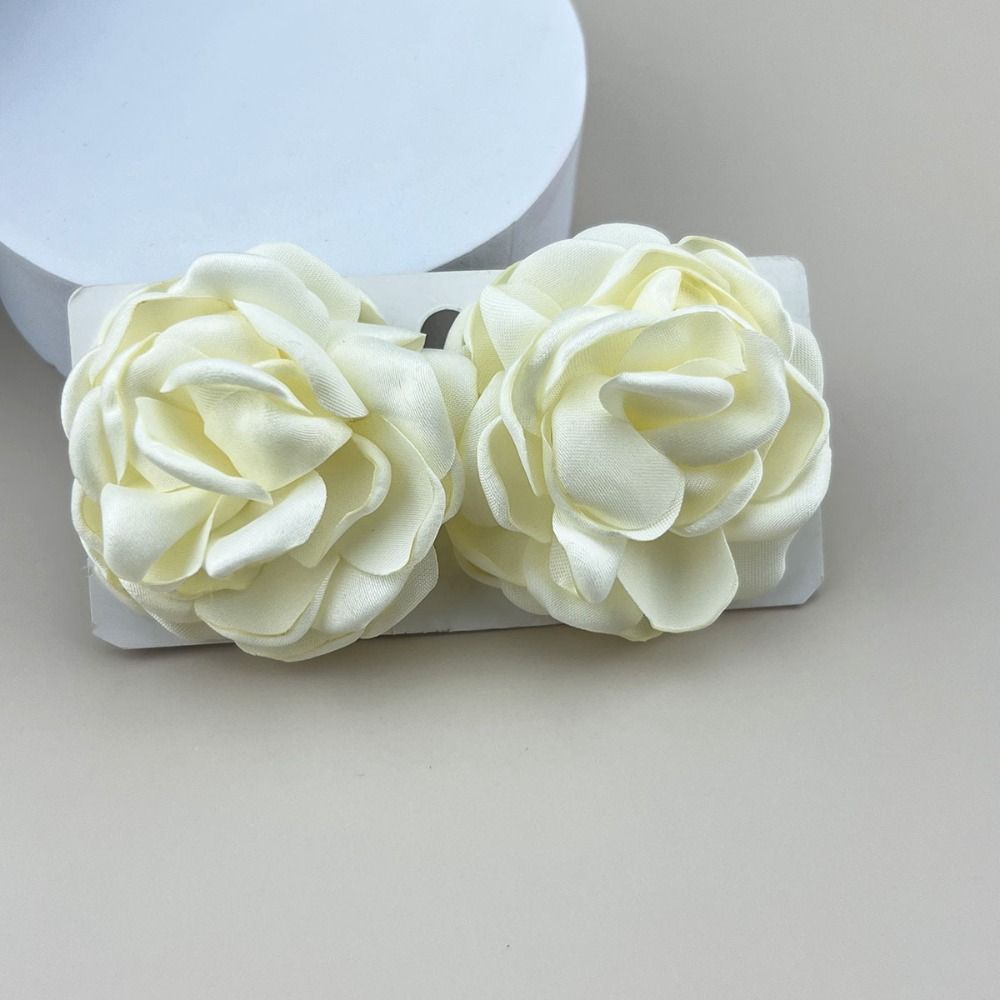 Fabric Large Flower Earrings Jewelry Accessories Floral Ear Stud New Wedding Earrings