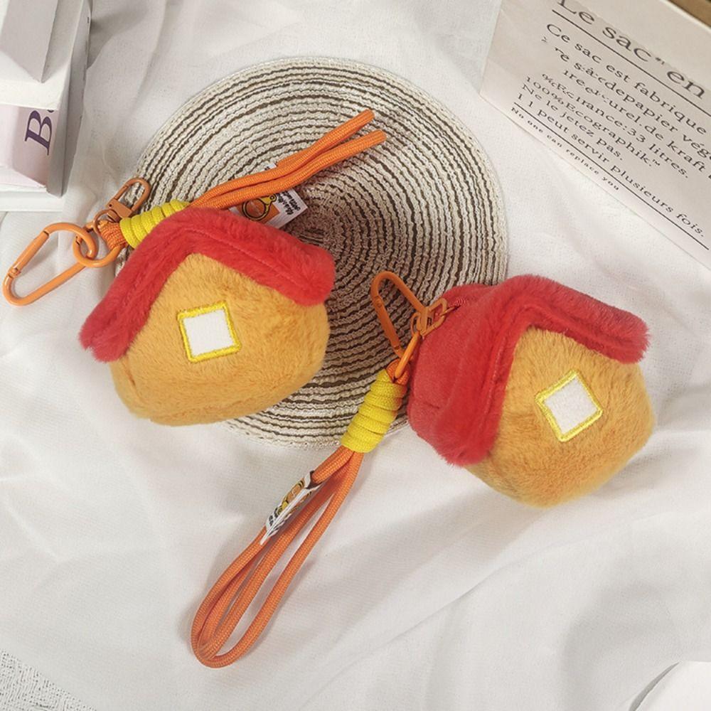 Fluffy Simulation House Plush Toy Jewelry House Car Keyring House Shape Plush Keychain  Home Decor