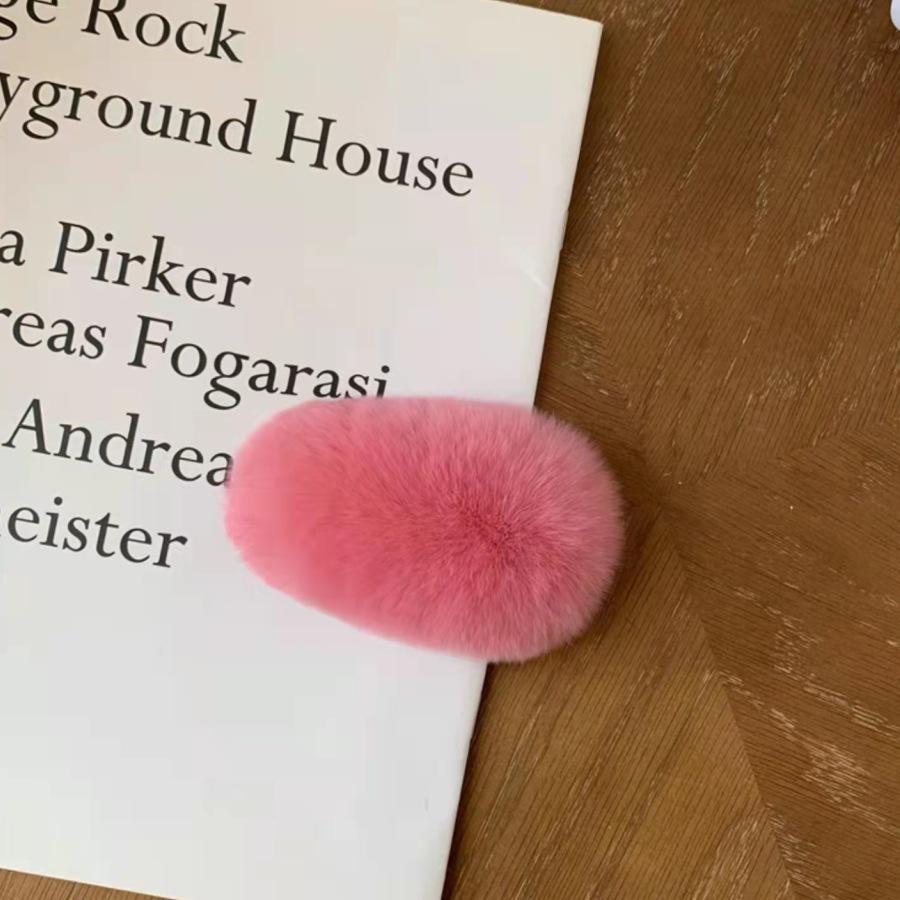 Autumn and Winter Clip Furry Hairpin Korean Super Fairy Plush Hair Accessories Rex Rabbit Fur Super Cute Fur BB Side Clip