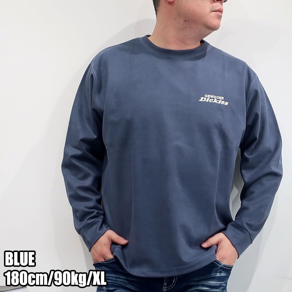 GENUINE Dickies Plus Size Twill Police Suede Pullover with Loss, Men's, M, L, XL, 10001720 (JP, Alphabet, XL, BLUE)