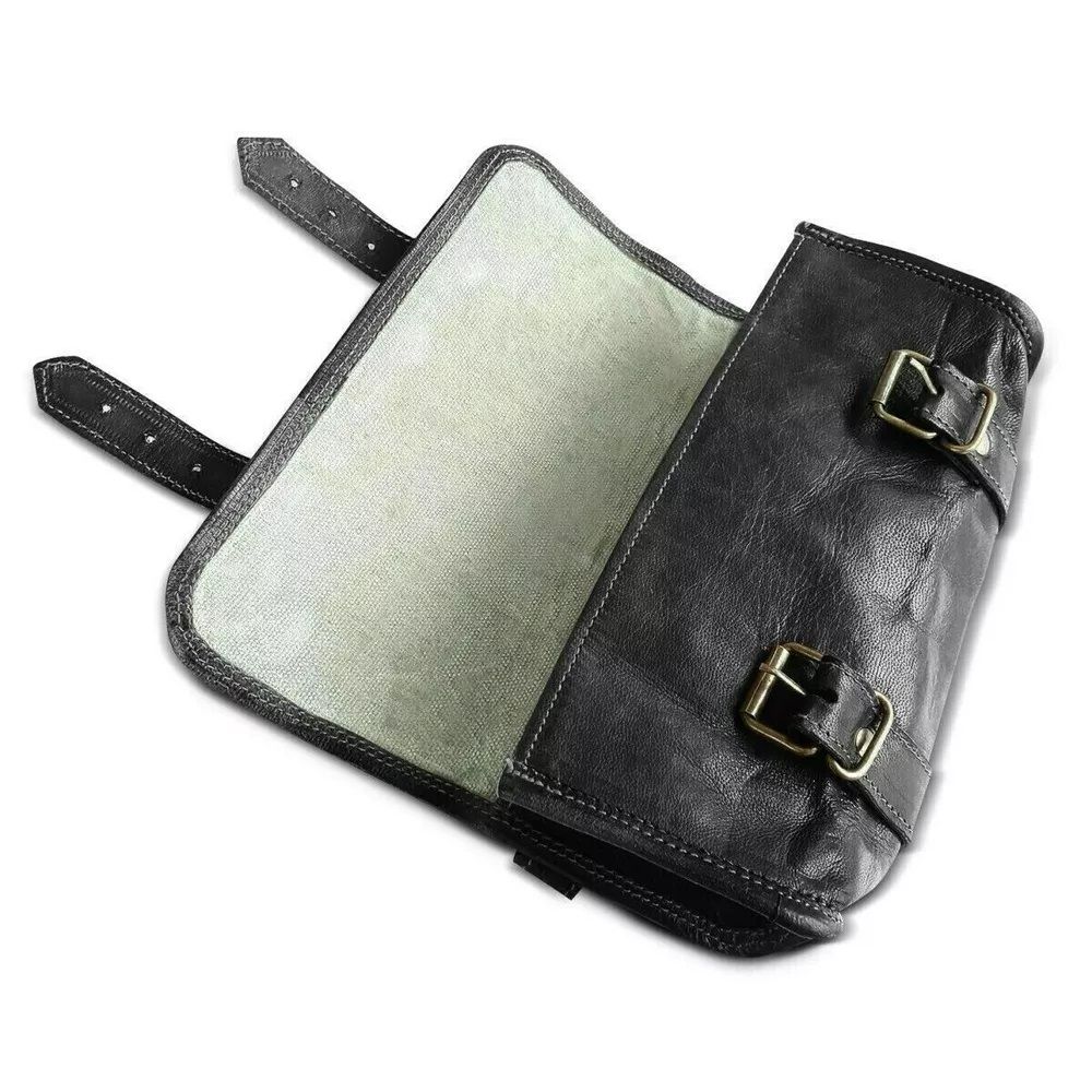 Сумка для инструментов, кожаное седло для мотоцикла, черная седельная сумка для мотоцикла с рулонной боковиной, багаж