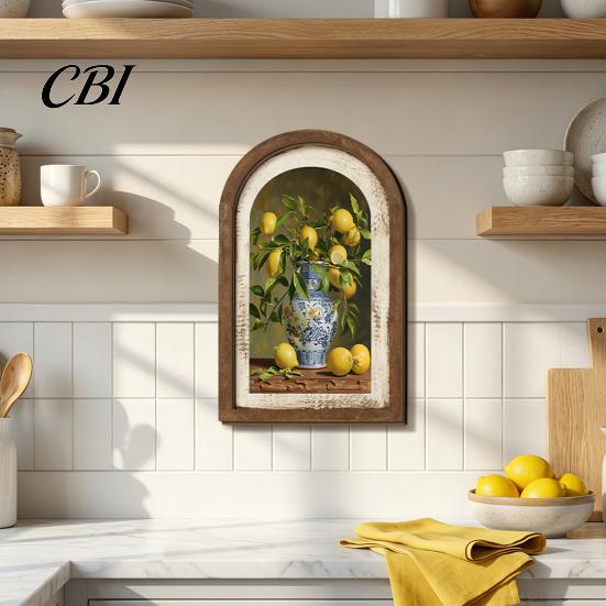 Decorative Wood Wall Plaques Pastoral Tulip Wooden Sign, Tabletop Display Pieces, Bedroom Ornament French Style Arched Pendant for Farmhouse