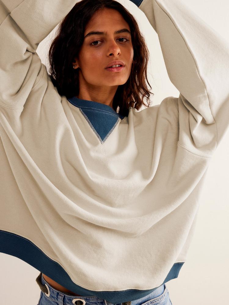 Осенне-зимняя мода, новая женская спортивная толстовка с капюшоном, круглый вырез, пэчворк, повседневный контрастный длинный рукав, теплый пуловер