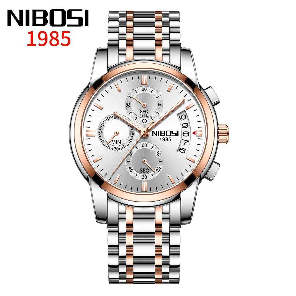 Часы NIBOSI Деловые мужские часы Многофункциональные шестиконтактные кварцевые часы