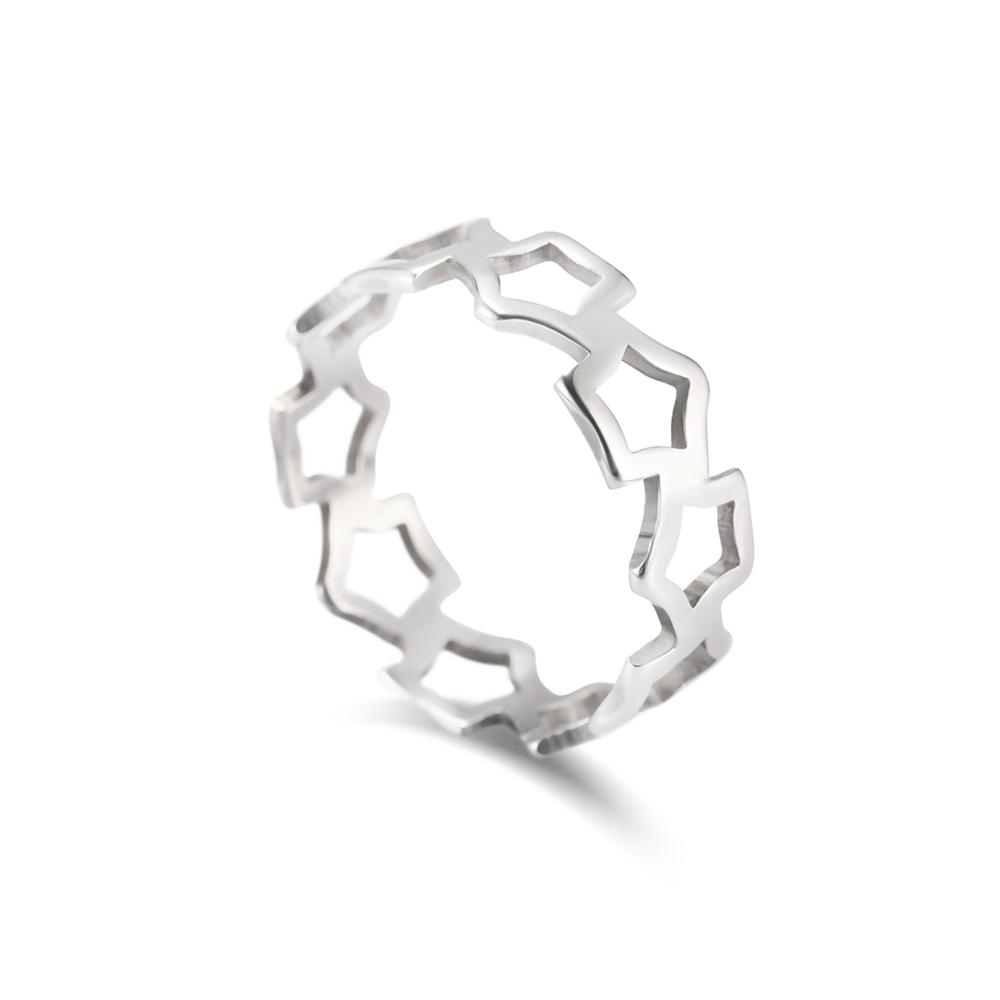 Xiaomi Skyrim Simple Cutout Pentagon Ring Women Elegant Stainless Steel Geometrical Casual Rings Jewelry Love Anniversary Birthday Gift