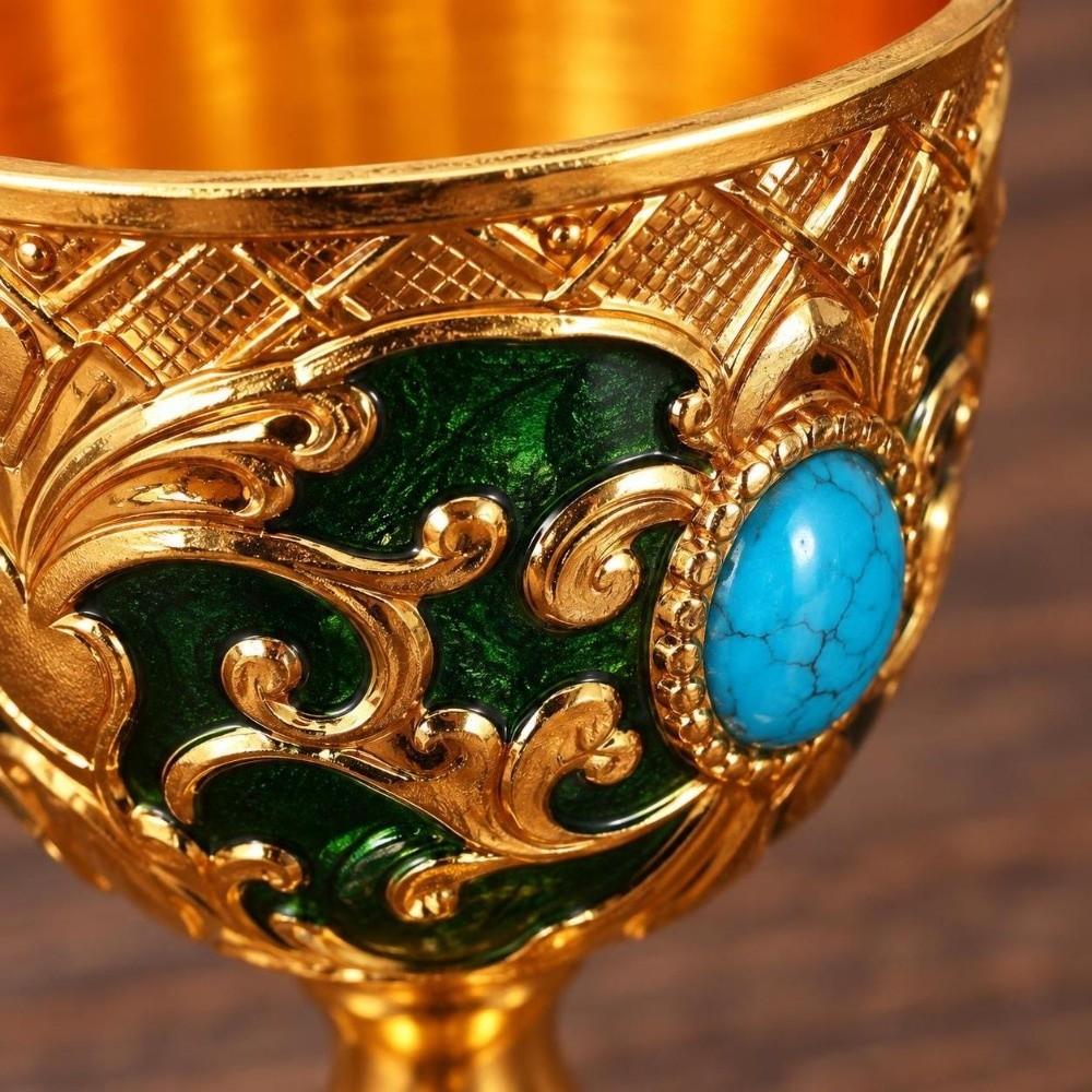 1pc Hand Engraved Wine Cup Diamond-encrusted Medieval Goblet Bars Restaurants Home Decor