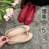 Inner Heightening Women's Shoes, Sexy Slightly Exposed Toe Sewn Patent Leather Ballet Shoes, and Outer Wear Small Fragrant Style Bow Round Head Shall
