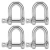 4 шт. M10 Прямая D-скоба из нержавеющей стали D-образного типа Короткая Разрывная такелажная D-скоба Крюки