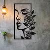 1pc Flower Woman Metal Wall Decor, Aesthetic Metal Portrait Of A Woman Face Flower Outline, Metal Wall Art, Home Decor Gift,Home Decor ,Room Decor