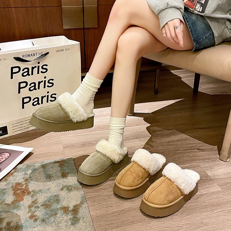 Thick-bottomed foreign trade large-size Mao Mao drag 2024 autumn and winter popular fashion outer wear velvet warm women's snow boots women