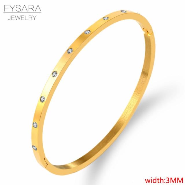 Luxury Lover Jewelry Women Bangle Titanium Steel Couple Jewelry Full Cz White Crystal Buckle Bracelets Bangles Men
