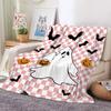 1 Flannel Halloween Themed Ghost Pumpkin Pattern Printed Blanket, Fun Sofa Air-conditioned Room Cover Blanket