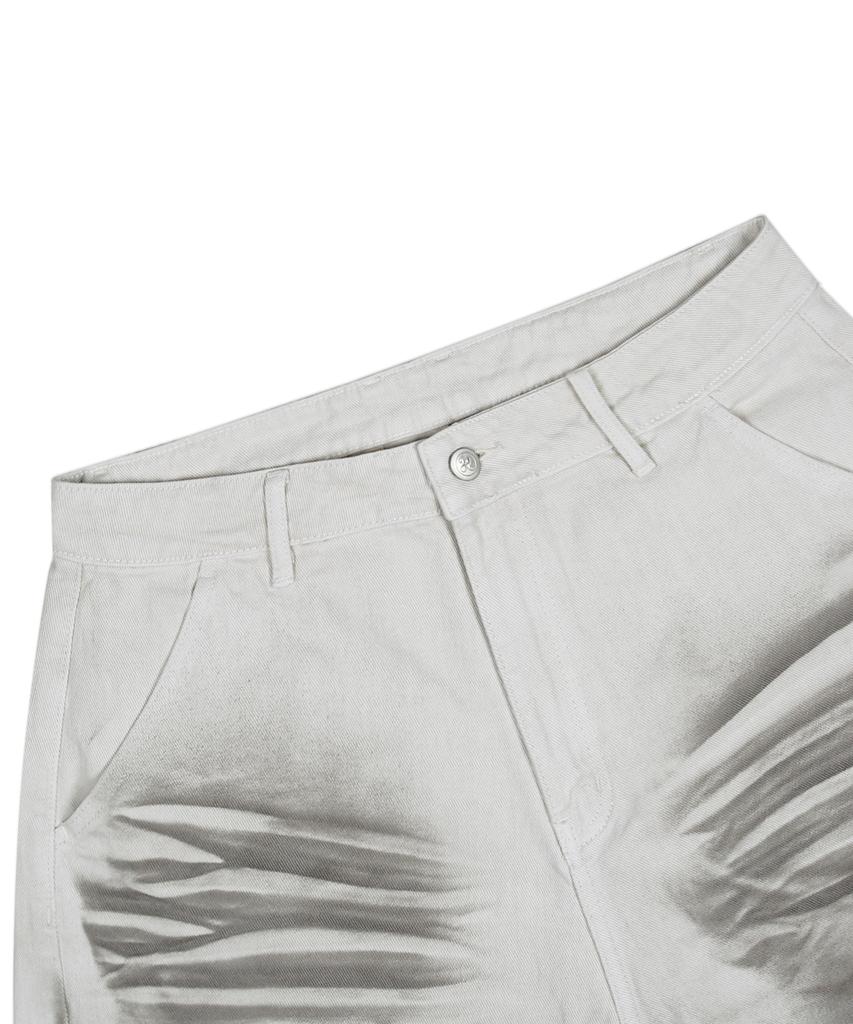 XTONZ Xp287 Dirty Washed Bermuda Cotton Pants (White)