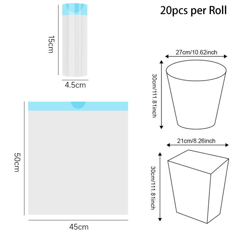1/5 Rolls Disposable Dustbin Bag Household Large Capacity Trash Bag Kitchen Bathroom Portable Cleaning Big Plastic Bag