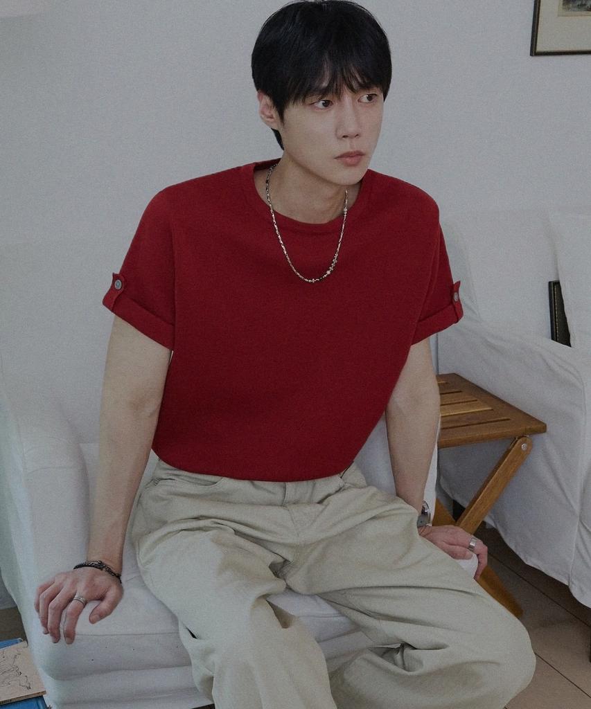 NODU Roll-Up Tab Washable Half Knit [Red]