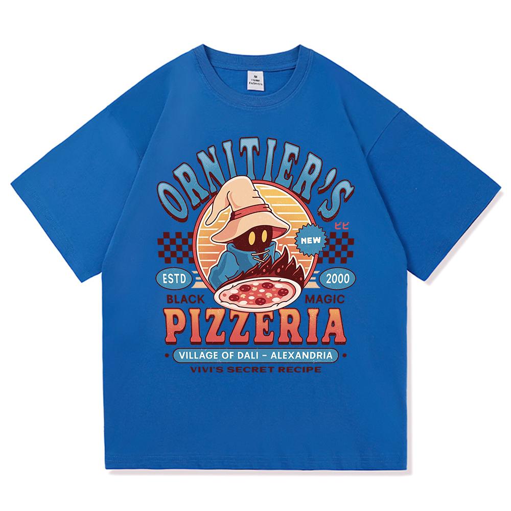 Винтажная футболка Pizzeria Ornitier Модная мужская женская Харадзюку Эстетичная Забавная Милая Футболка Унисекс Высококачественные Хлопковые Футболки