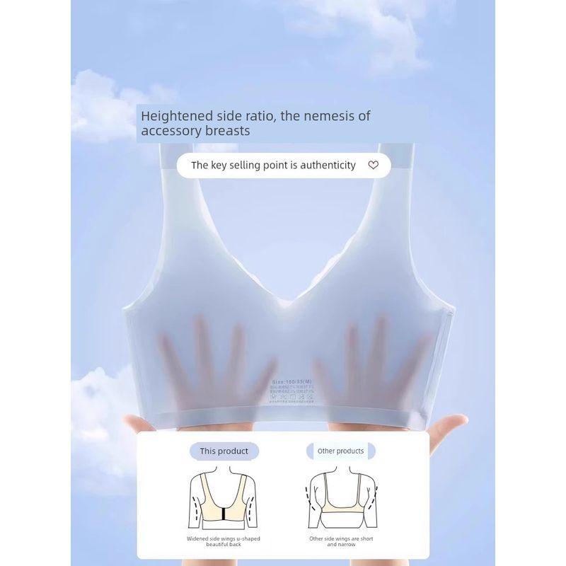 Summer Ultra-Thin Ice Silk Cool Quick-Dry Underwear for Women, Small Chest Gathering Sports Seamless Vest-Style Bra, One-Piece Design