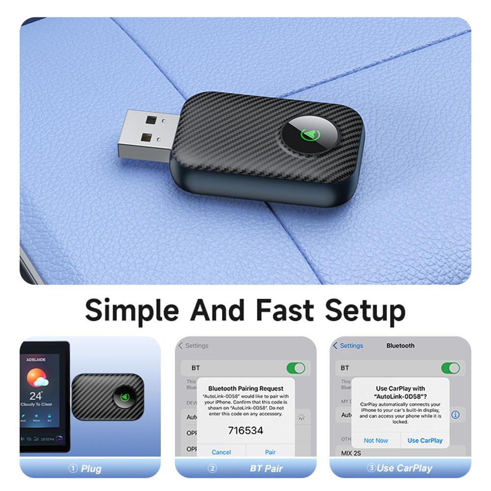 2 in 1 Cars Wireless CarPlay Android Auto Adapter Upgrade Wired to Wireless CarPlay Dongle