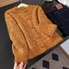 Sibaoshe Women's Wool-Blend Button-Detail Crew Neck Sweater