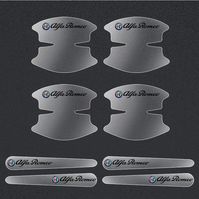 XTXG4 8Pcs Transparent Car Door Handle Bowl Decoration Badge Sticker For Alfa Romeo 159 Mito Stelvio Brera Spider Giulietta Giulia