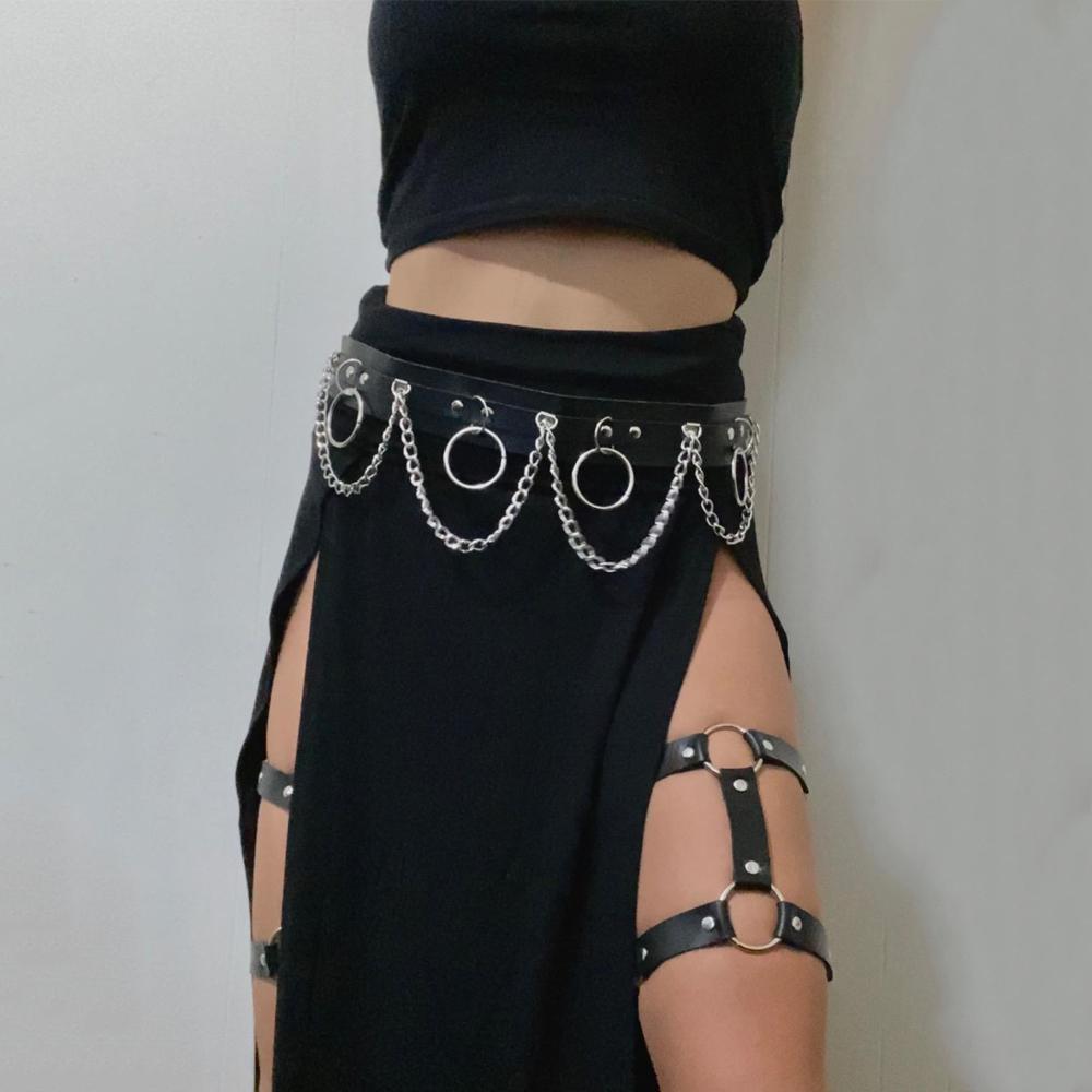 Регулируемая панк пижама подвязка для ног пояс для чулок кольцо для бедра готика