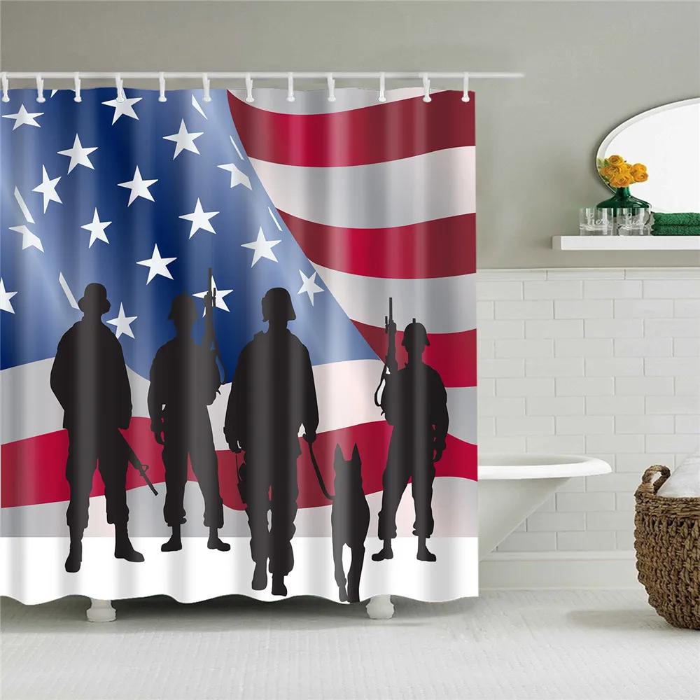 Retro Artistic Flag Shower Curtain Rustic Country Barn Door Pattern Bath Curtains Bathroom Curtains for Bathtub Home Art Decor