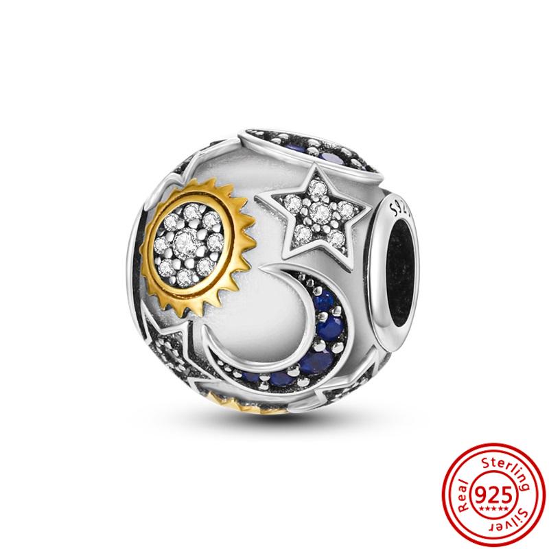 Медь 925 пробы Золотое Сердце Любви Четырехлистный Клевер Ангел Солнце Дерево Перья DIY Бусины Подходят для Оригинального Шарм-браслета Pantaro Мелкий Циркон