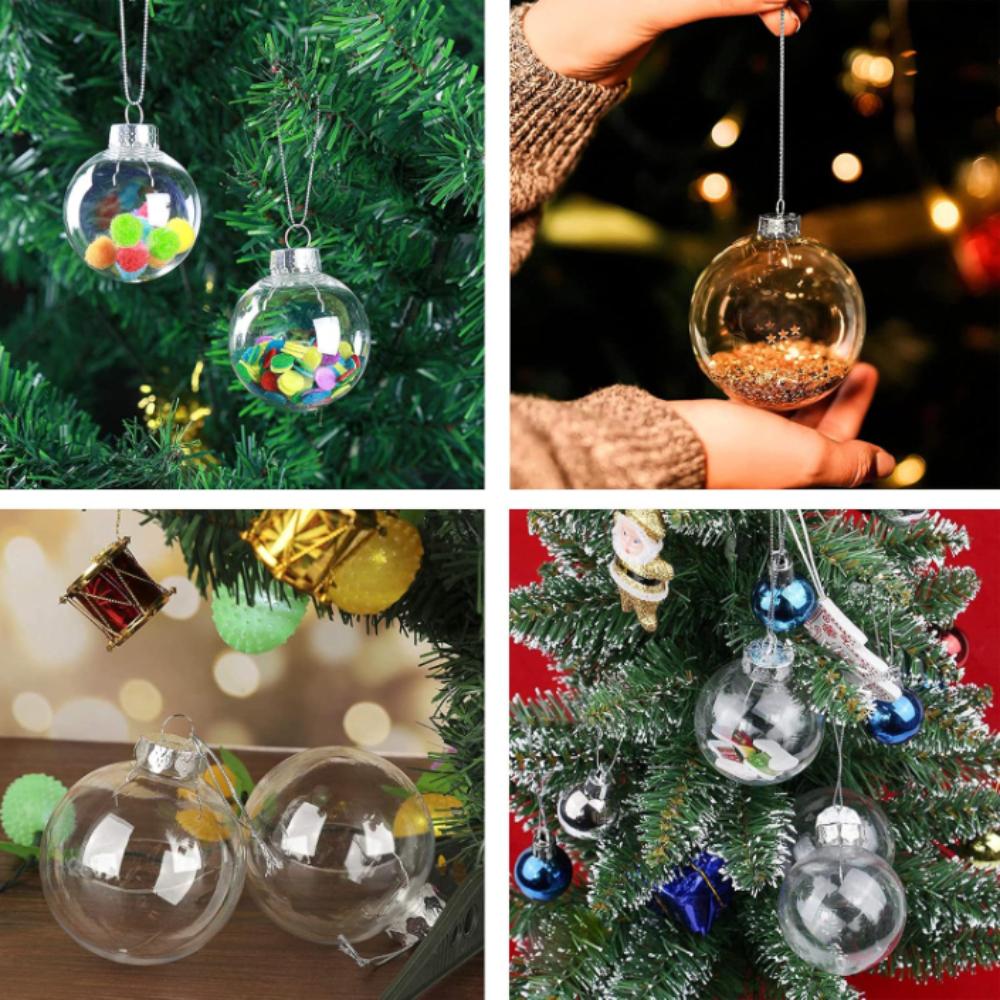 12 шт. Сделай сам Прозрачные пластиковые многоразовые шары-орнаменты, 2,36 дюйма Рождественские шары для Рождества, Дня рождения, украшения для поделок