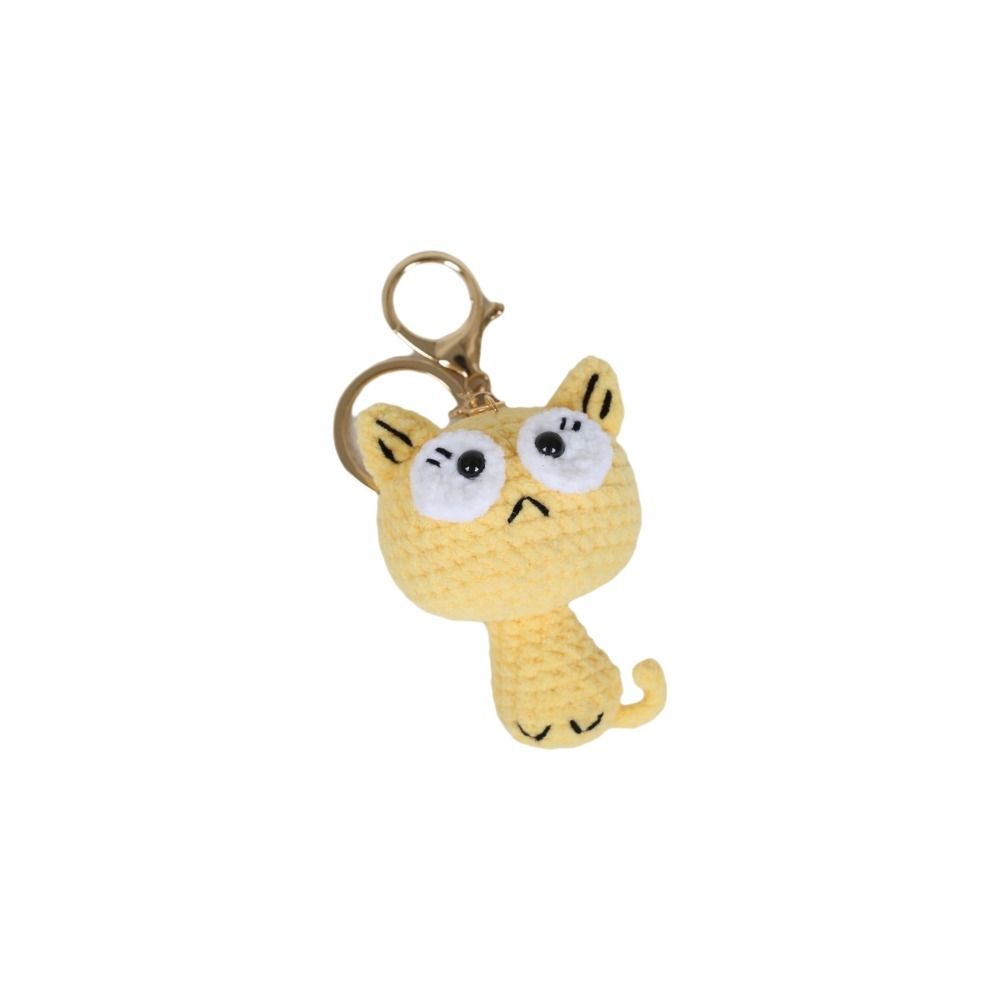 Cartoon Cat Crochet Keyrings Handmaking Knitted Key Ring Exquisite Black Kitten Keyrings Backpack