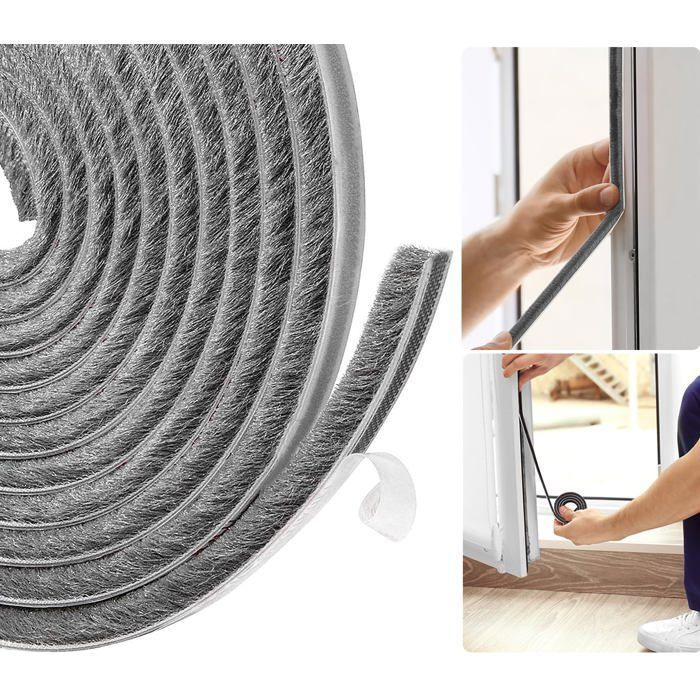 Joint d'étanchéité auto-adhésif 5 m x 9×9 mm - Bande isolante porte et fenêtre, gris