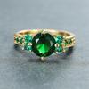 Классические круглые зеленые хрустальные кольца для женщин, винтажное золотое кольцо с камнем, рожденным в мае, обручальное кольцо, ювелирные изделия на День матери, подарки