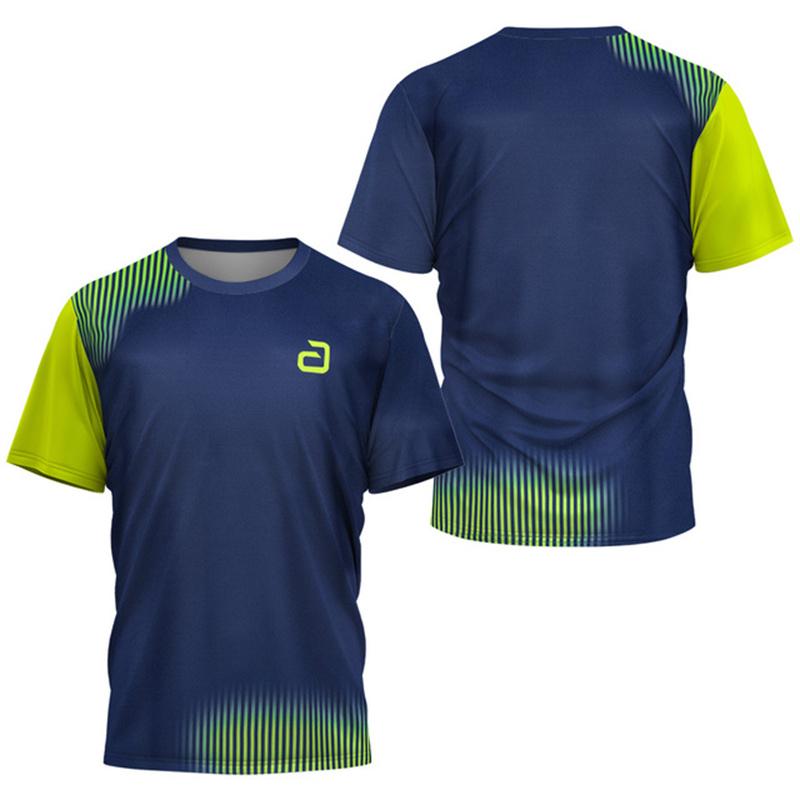 2027-2026 Table Tennis T-Shirt Undercurrent Pattern Men's Summer Badminton T-Shirt Top Table Tennis Club Short Sleeve