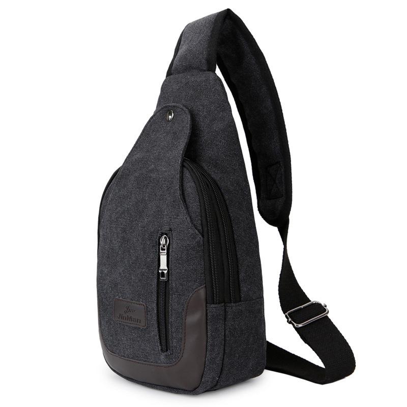 Men Classic Canvas Chest Bag Large Capacity Shoulder Sling Crossbody Bag Streetwear Casual Pack