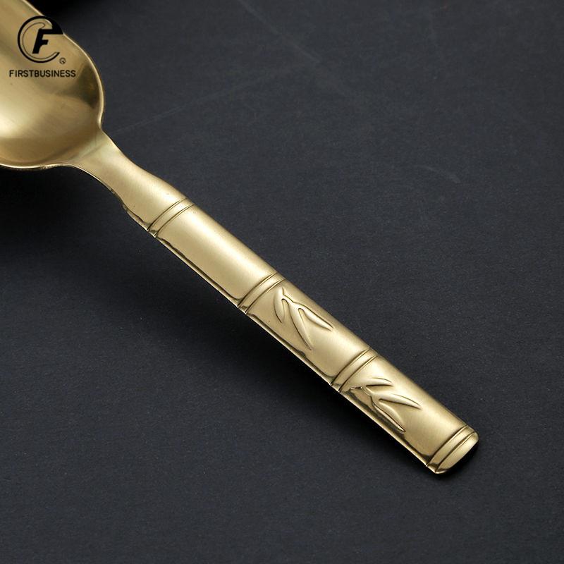 Brass Copper Dinnerware Set Spoon Tea Spoon Dessert Coffee Ice Cream Spoons Kitchen Accessories Bar Tools New Bamboo Creative