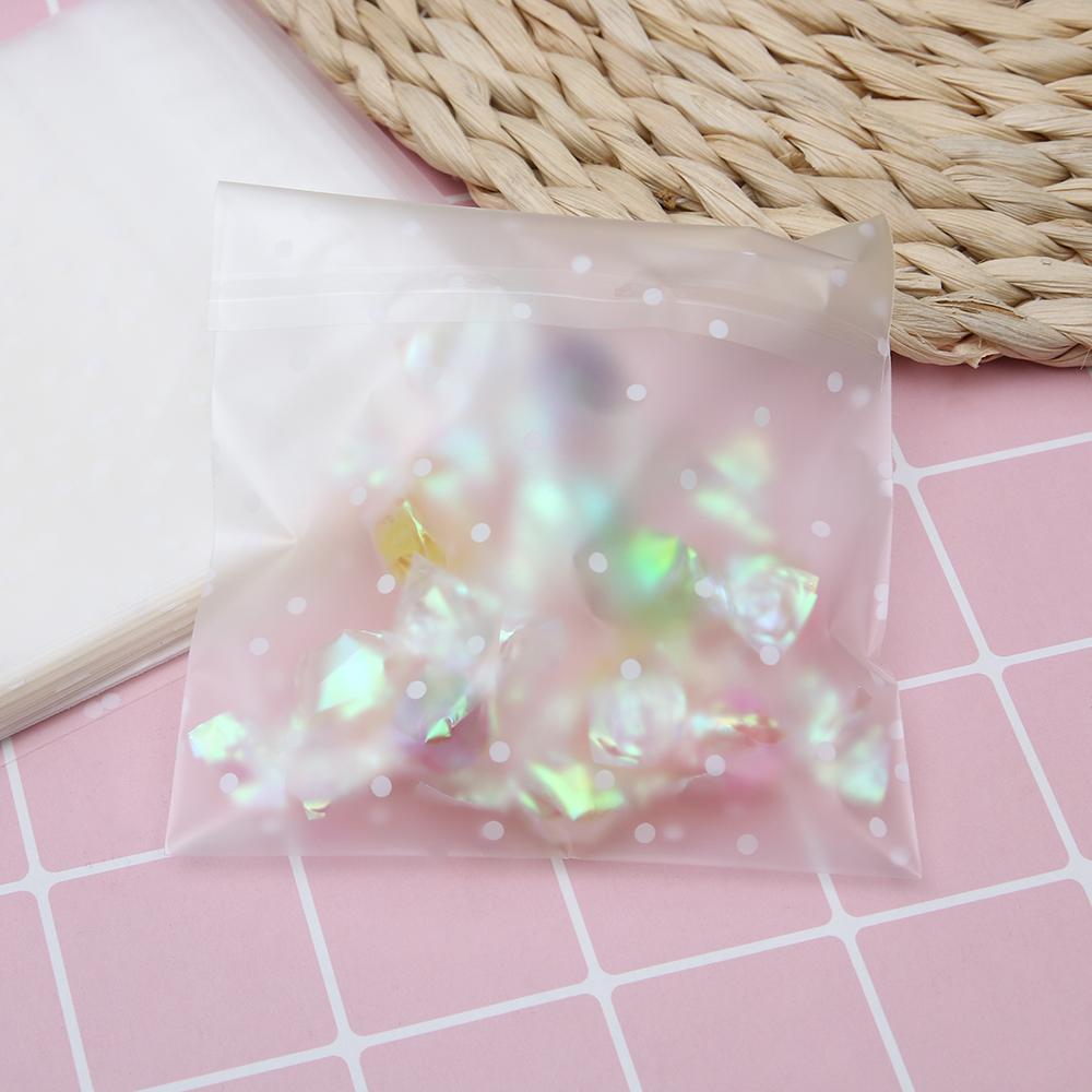 100 PCS New Cookie Hot Self Adhesive White Dots Plastic Packaging Bag Seal OPP